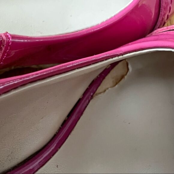 Franco Sarto Patent Leather Peep Toe Slingback Wedges size 6 - Picture 8 of 9